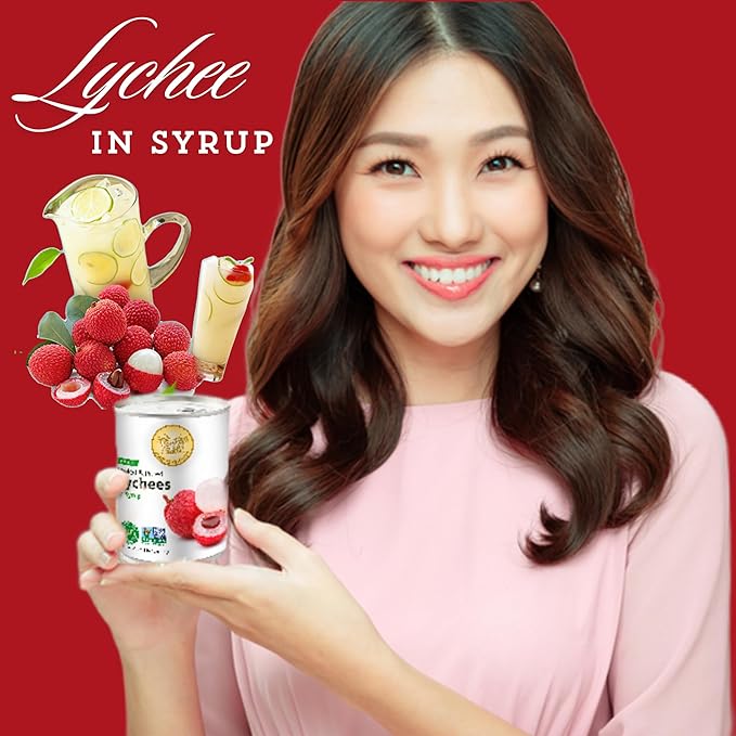 Premium Lychees in Syrup (6) - 20 oz | Natural Ingredient | Use For Mocktails, Cocktails, Drinks, Smoothies | Real Fruit Harvested At Peak Season | Four Elephants Brand | Non-GMO and Gluten-Free