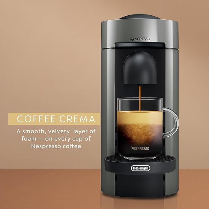 Nespresso Vertuo Plus Coffee and Espresso Maker by De'Longhi, Grey with Aeroccino Milk Frother