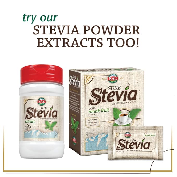 KAL Sure Stevia Extract Zero Calorie Sweetener, Low Carb, Plant Based Liquid Stevia Drops, Great Taste, Zero Sugar, Low Glycemic & Perfect for a Keto Diet, 60-Day Guarantee, Approx. 775 Servings, 4oz