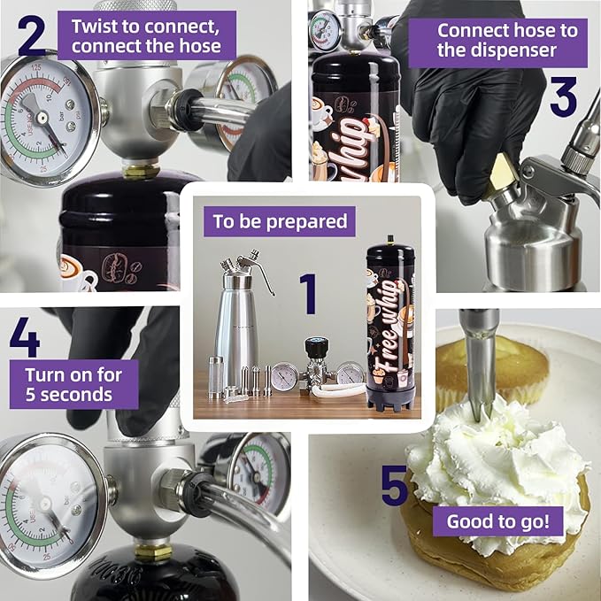 1364g Whipped Cream Charger 2.2L Whip Cream Charger Cartridges Whip Cream Charger Cylinder Food Grade Original Flavor (99.99% purity gas) 1-Pack