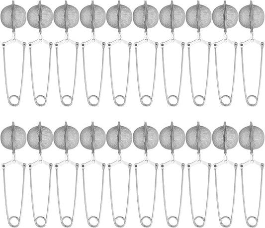 Snap Ball Tea Strainer, Voittozege 20 Pcs Premium Stainless Steel Tea Infuser with Handle Tea Infuser Filter with Tong Pincer Steeper Reusable for Loose Leaf Tea, Spices, Seasonings