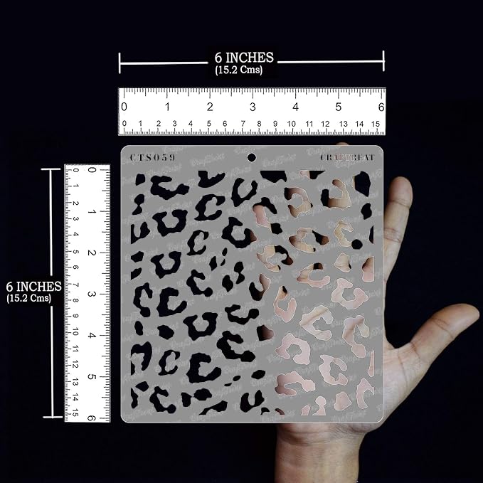 CrafTreat Reusable Cheetah Print Stencil – 6x6 Inch Cheetah Skin Pattern for Cake Decorating, Furniture Painting, DIY Crafts, and Home Décor Projects