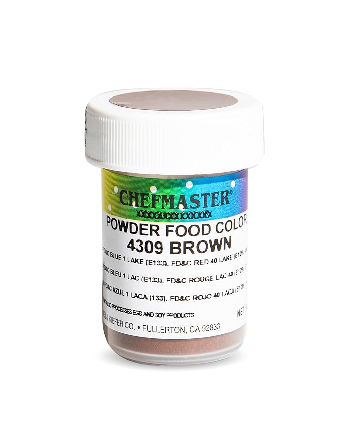 Chefmaster Brown Dry Powder Candy Color | Vibrant Shades | Chocolate, Macarons, Fondant | Decorating | Professional-Grade Dye | Easy-to-Use | Manufactured in USA | 3 grams