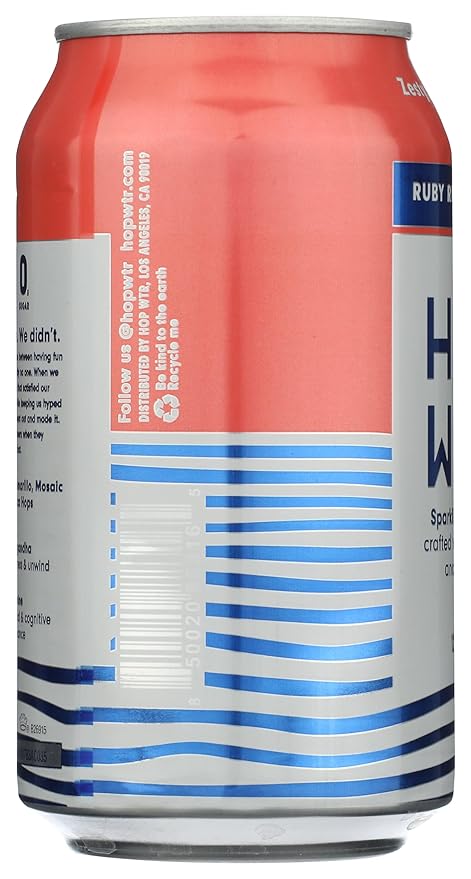 HOP WTR Sparkling Hop Water, Ruby Red Grapefruit 12 Pack, Sugar Free, Low Carb Non Alcoholic Drinks, NA Beer, Adaptogen Drink, No Calories, Adaptogens & Nootropics for Added Benefits, 12 oz Cans