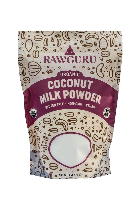 RawGuru Organic Coconut Milk Powder - Vegan & Nutrient-Dense Powder with Iron & Potassium - Rich & Creamy Organic Milk for Drinking or Baking - 16 oz, Pack of 1