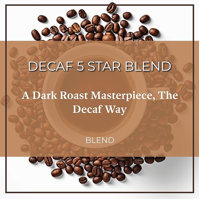 San Diego Coffee 5 Star Blend DECAF, Dark Roast, Whole Bean Coffee, 16-Ounce Bag Café en grano tostado descafeinado