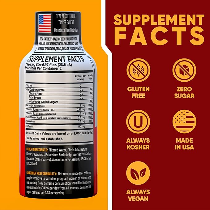 B12 Açaí Pomegranate Extra Strength Energy Shot 8 pk – 260mg Natural Caffeine B12 B6 – Energy & Vitality Support – 2 Servings Sugar Free Zero Calorie Green Tea B-Vitamins Electrolytes Vegan – 1.93 fl oz