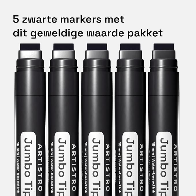 ARTISTRO 5 Black Acrylic Paint Pens, Acrylic Paint Markers Jumbo Tip, Fabric Markers for Textile, Canvas, Rock, Glass, Wood, Paper, DYI, Pens for Kids and Adults
