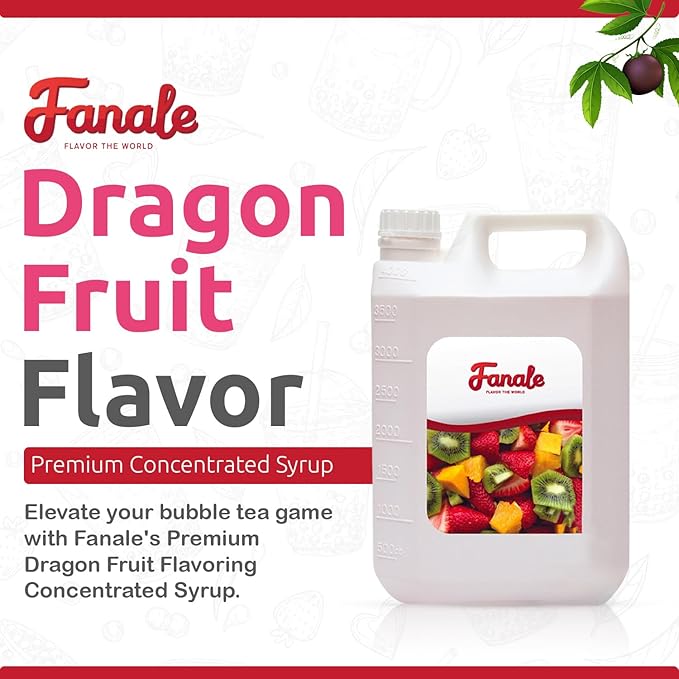 Fanale Premium Flavoring Concentrated Syrup for Bubble Tea 11 lb | Red Dragon Fruit Flavor Syrup | for Boba Tea, Smoothies, Slushes, Desserts | 11lb | SRP361