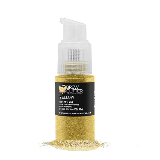 Yellow BREW GLITTER Edible Glitter For Drinks, Cocktails, Beer, Garnish Glitter & Beverages | KOSHER & HALAL Certified | 100% Edible & Food Grade | Vegan, Gluten, Nut Free (25g Spray Pump, Yellow)
