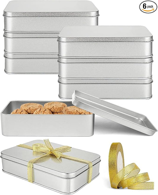 Metal Tins Box With Lid, 8 Pack Cookie Tins With Lids Tin Containers With Lids For Treats, Gifts, Favors, Candle And Crafts (4.2 x 2.75 x 1.57)