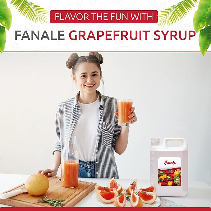 Fanale Premium Flavoring Concentrated Syrup for Bubble Tea 11 lb | Grapefruit Flavor Syrup | for Boba Tea, Smoothies, Slushes, Desserts | 11lb | Pack of 4 | SRP200-CS