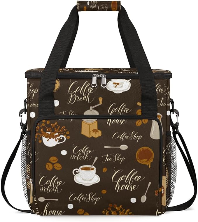 cfpolar Coffee Maker Storage Bag, Waterproof Travel Carrying Storage Tote Bag Organizer Case, Compatible with K-Mini or K-Mini Plus, And Suitable for Other Accessories， With Pockets for K-Cup Pods