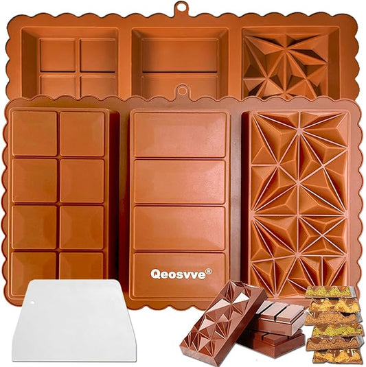 Deep Chocolate Bar Mold 1.2 inch Kataifi Pistachio Dubai Chocolate Bar Kit Thick Silicone Molds for Stuffed Bar Large Big Candy Bar Mould for Filling