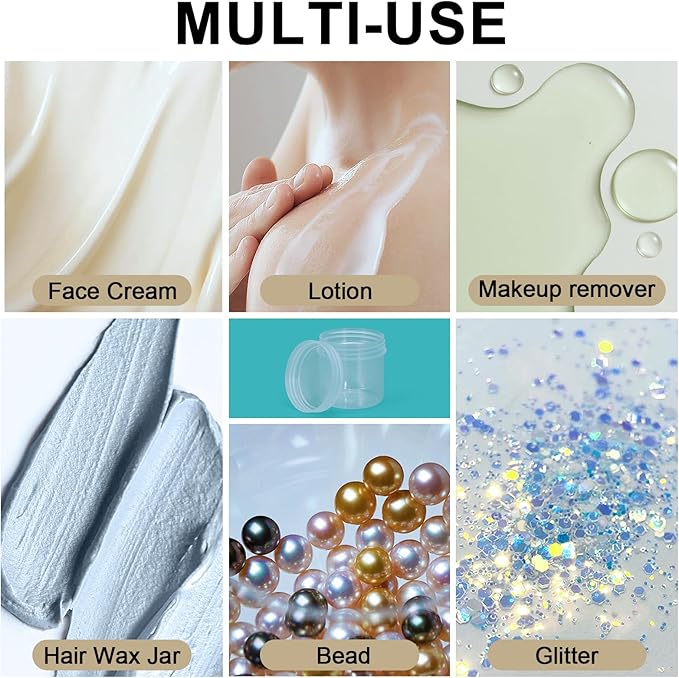 TSA Approved Wide Mouth Travel Size Containers, PP Clear Leak Proof Travel Plastic Jars with Lids for Creams Lotion Cosmetic, Jewelry Beads, Sample, Small Items Storage (3.4 oz, 4 Pcs)