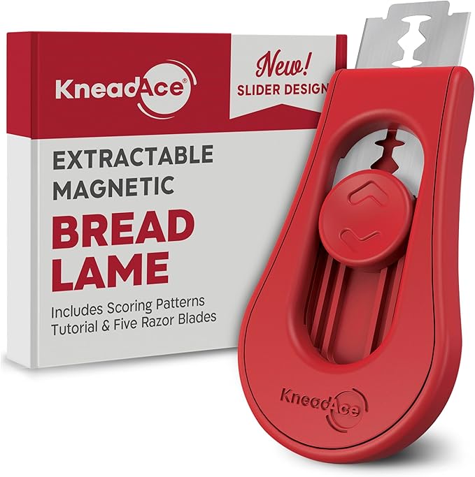 Upgraded Extractable & Magnetic Bread Lame Dough Scoring Tool - Professional Sourdough scoring tool for Sourdough Bread baking & Bread Making Tools - Scoring Patterns booklet & 5 Razor Blades