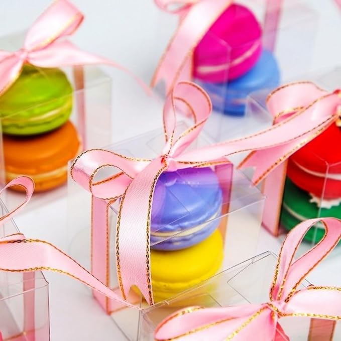 SLShePack 100Pack Clear Gift Boxes for Macaron,Golf Chocolate,Smores & Small Gift Boxes for Chocolate Bomb & Birthday Wedding Party Favor Boxes