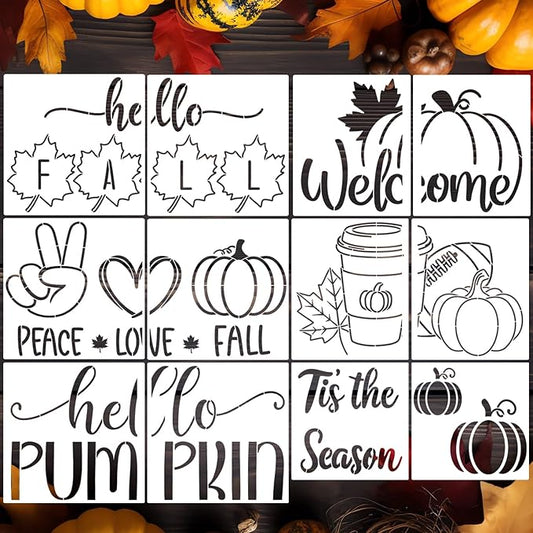 Fall Stencils for Door Mats Reusable Fall Doormat Stencils Hello Pumpkin Stencil for Doormats Wood Sign Decor