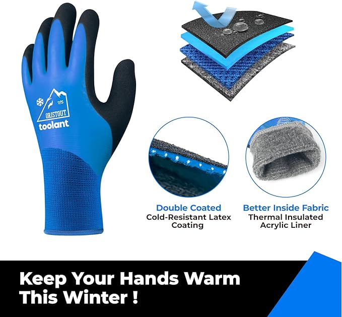 Waterproof Winter Work Gloves for Men and Women, Touchscreen, Freezer Gloves, Thermal Insulated, for Cold Weather