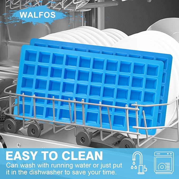 Walfos Square Silicone Molds, Silicone Dog Treat Molds for Baking and Freezing, Non-Stick Food Grade Silicone Baking Molds for Puppy Dog Treats, Chocolate, Candy, Jelly, Mini Ice Cubes, 2 Packs.
