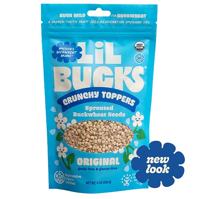Lil Bucks Sprouted Regeneratively Grown Buckwheat Seeds– Paleo Cereal, Gluten-Free Granola, High in Protein, Low Sugar, Organic Superseed Crunch (ORIGINAL, 3 Pack)