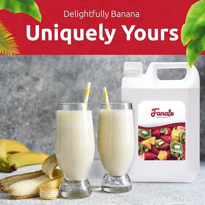 Fanale Premium Flavoring Concentrated Syrup for Bubble Tea 11 lb | Banana Flavor Syrup | for Boba Tea, Smoothies, Slushes, Desserts | 11lb | Pack of 4 | SRP280-CS