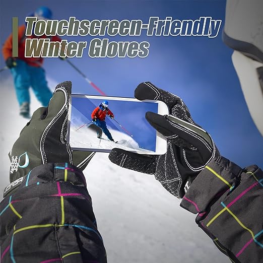 HANDLANDY Winter Insulated Work Gloves, 3M Thinsulate Thermal Water-Resistant Gloves for Men Women Touch Screen, Warm Ski Snowboard Cold Weather Gloves (Army Green, Large)