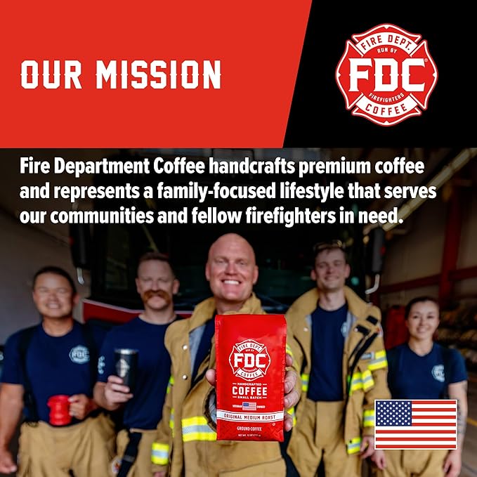 Fire Department Coffee - Gives Back to Firefighters - Marshmallow Brownie Coffee Beans - Roasted in the USA - Premium Whole Bean - Veteran Owned - 12 oz