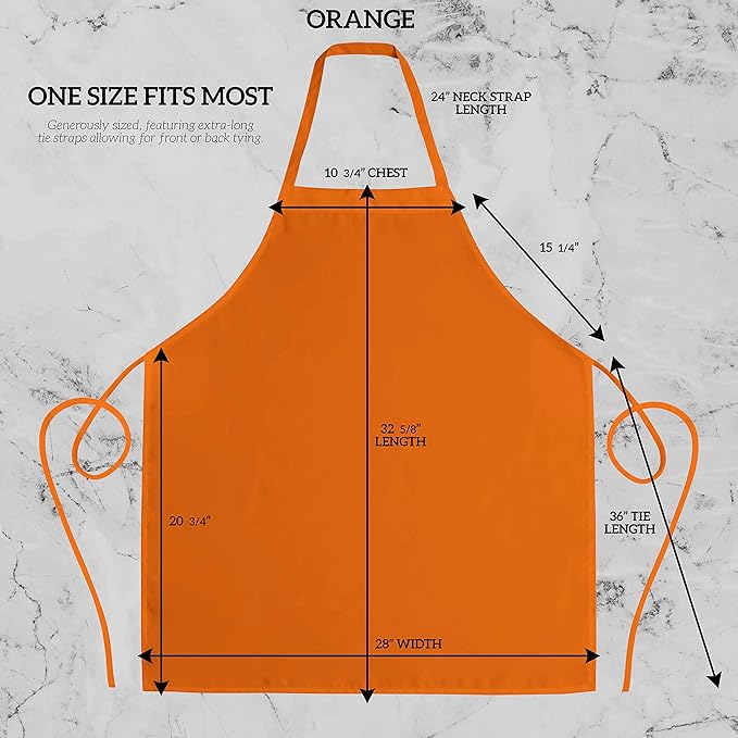 GREEN LIFESTYLE 12 Pack Professional Chef Apron – Grilling Aprons for Men, Waterproof Cooking Apron for BBQ, Work or Restaurant Use, Kitchen Aprons for Women – Orange, No Pockets