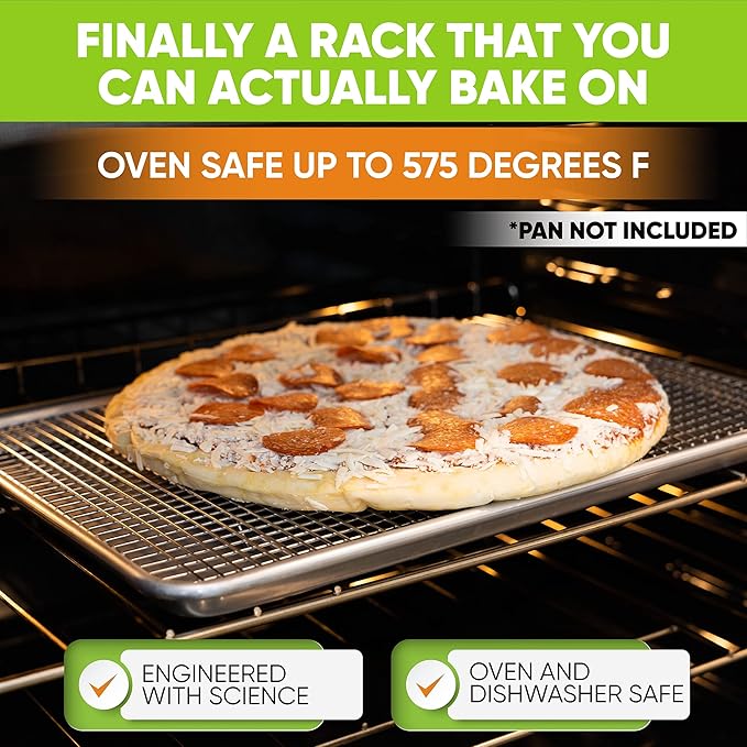 Spring Chef 11.8 x 17 Inch Stainless Steel Cooling Racks for Cooling & Baking - Oven Safe - Wire Roasting Racks for Oven Use - Fits Half Sheet Cookie Pan - Dishwasher Safe - Set of 2
