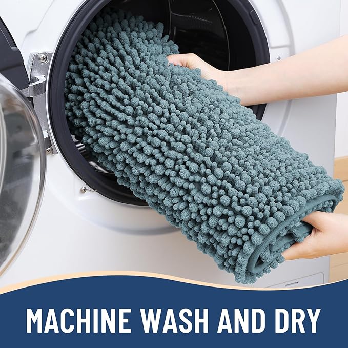 Arotive Luxury Chenille Bathroom Rug Mat, Extra Soft Thick Absorbent Shaggy Bath Rugs, Non-Slip Machine Wash Dry, Plush Bath Mats for Bathroom, Shower and Tub, 30x20, Smoky Gray