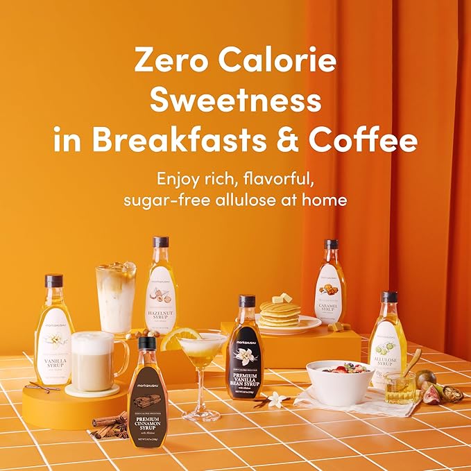 MONKSHUSHU Allulose Syrup 18.7 Fl Oz - Allulose 99.692%, Keto Diet, Vegan friendly, Stevia Blend Thin Syrup, Zero Calorie Sugar Substitute, Monk Fruit, Gluten Free, 0g Net Carbs, Non-GMO