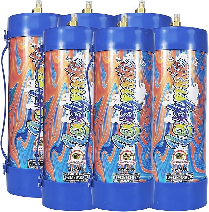 Whipped Cream Charger Tank 3.3L 2000G Whip Cream Charger Cylinder Food Grade Flavored (Tips Included) (6, Rainbow candy)