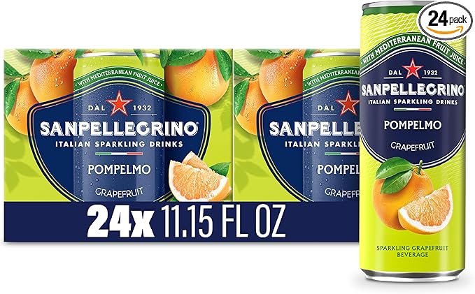 Sanpellegrino Italian Sparkling Drink Pompelmo, Sparkling Grapefruit Beverage, 24 Pack Of Cans