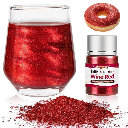 Edible Red Glitter for Drinks, Food Grade 10g Red Sprinkles Cake Decorating Supplies, Edible Luster Dust for Cocktail Beverages, Food Coloring Shimmer Powder for Baking,Cake Cupcakes Cookies Drinks Eggs Candy Strawberries Decorations,Halloween Christma...
