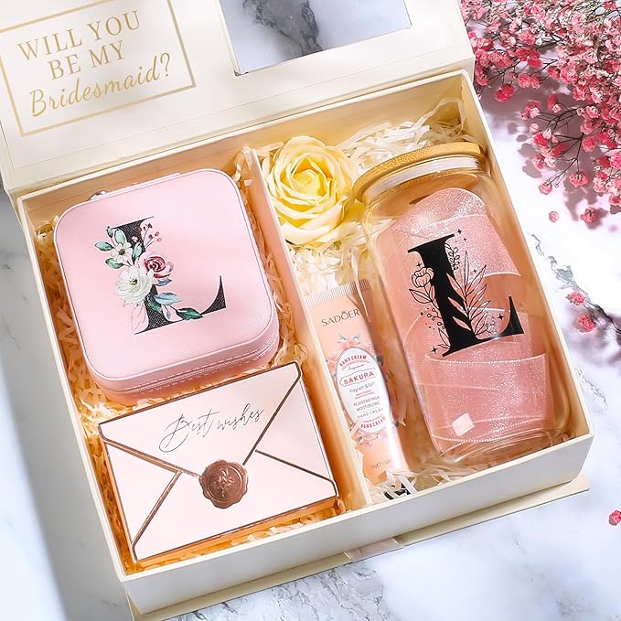 AYGXU glass cups with lids and straws,bridesmaid proposal gifts,Initia glass cups,Travel Must Have Jewelry Box,iced coffee cups,Travel Gifts for Women Girls,Birthday Gifts,Initial A pink