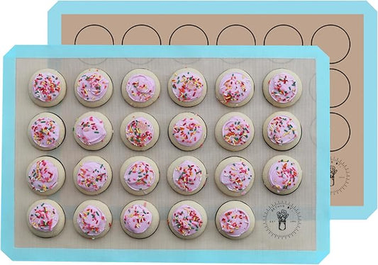 Silicone Baking Mats For Cookies, Full Size Baking Sheet Liners, Pack Of 2, 17 X 25 Inch, Non-Stick, Baking Mats Silcone, Perfect For Baking Macarons Cookies And Cakes