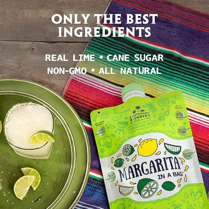 Lt. Blender's Margarita in a Bag - Margarita Mix - Each Bag Makes 1/2 Gallon of Frozen Margaritas – Non-GMO Cocktail Mix - No Margarita Machine Needed – Add Liquor, Wine or as a Mocktails (Pack of 1)