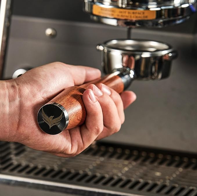 58mm Bottomless Portafilter For Gaggia Classic Pro, E24, GT and Evo Models Rosewood Handle Naked Porta Filter 58 mm & 18-21 Gram Filter Basket Included