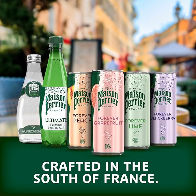 Maison Perrier Forever Strawberry Flavored Sparkling Water, 11.15 Fl Oz Cans, 8 Count, 3 Pack