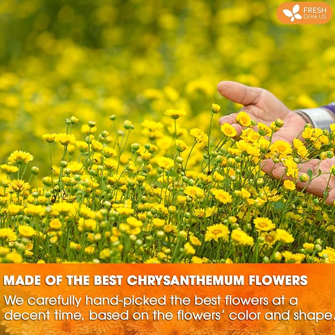 FreshDrinkUS, Premium 8oz Chrysanthemum Flowers, 100% Natural & Pure Chrysanthemum Flower Dried, Chrysanthemum Herbal Tea, No Additives, No Caffeine, Vegan