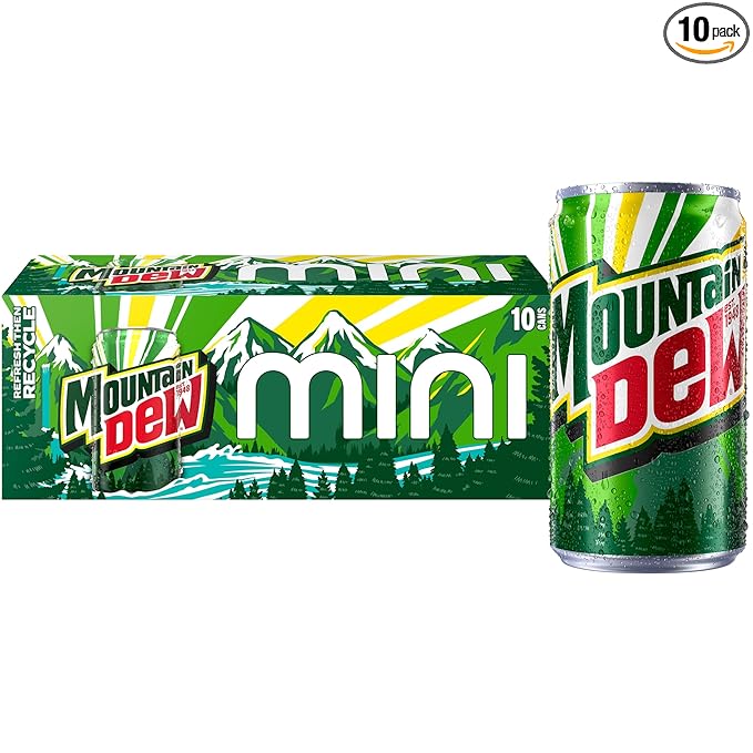 Mountain Dew Soda, Mini Cans, 7.5 Fl Oz (Pack of 10)