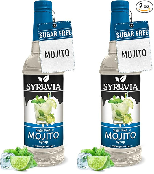 Syruvia Sugar Free Mojito Syrup, Flavored Syrup for Cocktails, Drinks, Lemonades, Iced Teas, and Desserts – 25.4 fl oz (Pack of 2)