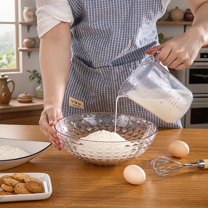 DaYammi Measuring Cups 1-Piece, Unbreakable Food-Grade Plastic Measuring Cup for Dishwasher, 4-Cup Liquid Measuring Cups for Prepping, Baking, Cooking, Readable Markings, 1QT/32OZ/1000ML/1L, Clear