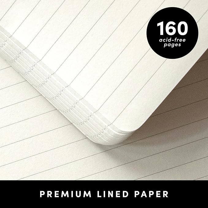 PAPERAGE Lined Journal Notebook, (Turquoise), 160 Pages, Medium 5.6 in x 8 in - 100 GSM Thick Paper – Hardcover Journaling Notebook for Work, School & Note Taking