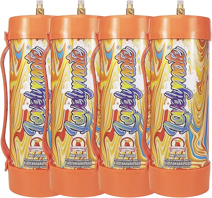 Whipped Cream Charger Tank 3.3L 2000G Whip Cream Charger Cylinder Food Grade Flavored (Tips Included) (4, Tropical Punch)