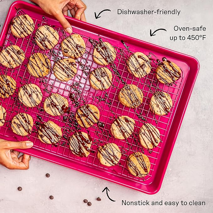 Great Jones Big Chill Wire Cooling Rack (Broccoli) – 16.25" × 11.25" Heavy-Weight Aluminized Steel,Nonstick Baking Rack – Oven Safe 450 °F, Bacon & Cookie Cooling Rack – Fits Half Sheet Pans