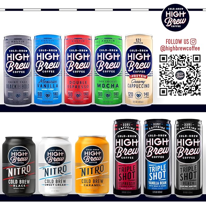 High Brew Coffee, Cold Brew Coffee, Dark Chocolate Mocha, 8 Fl Oz, Ready-To-Drink (Pack of 12)