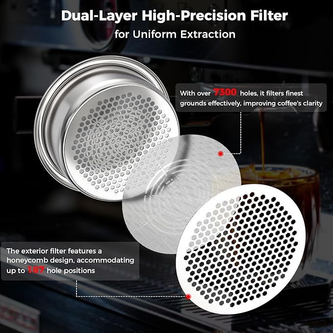 IKAPE Espresso 51mm Portafilter, 2 Ears Coffee Portafilter with Silicone Handle, Compatible with Delonghi ECP3420, EC155, BCO430, EC260 Coffee Machine