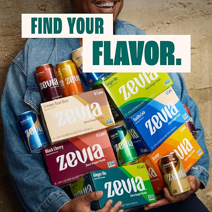 Zevia Zero Sugar Soda, Vanilla Cola, 12 oz Cans (24-Pack) – Naturally Sweetened, Non-GMO Project Verified, Gluten-Free, Vegan